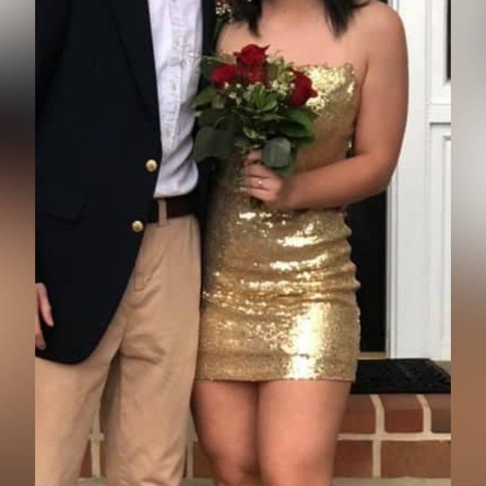 B. Darlin Gold Sequin Formal Dress